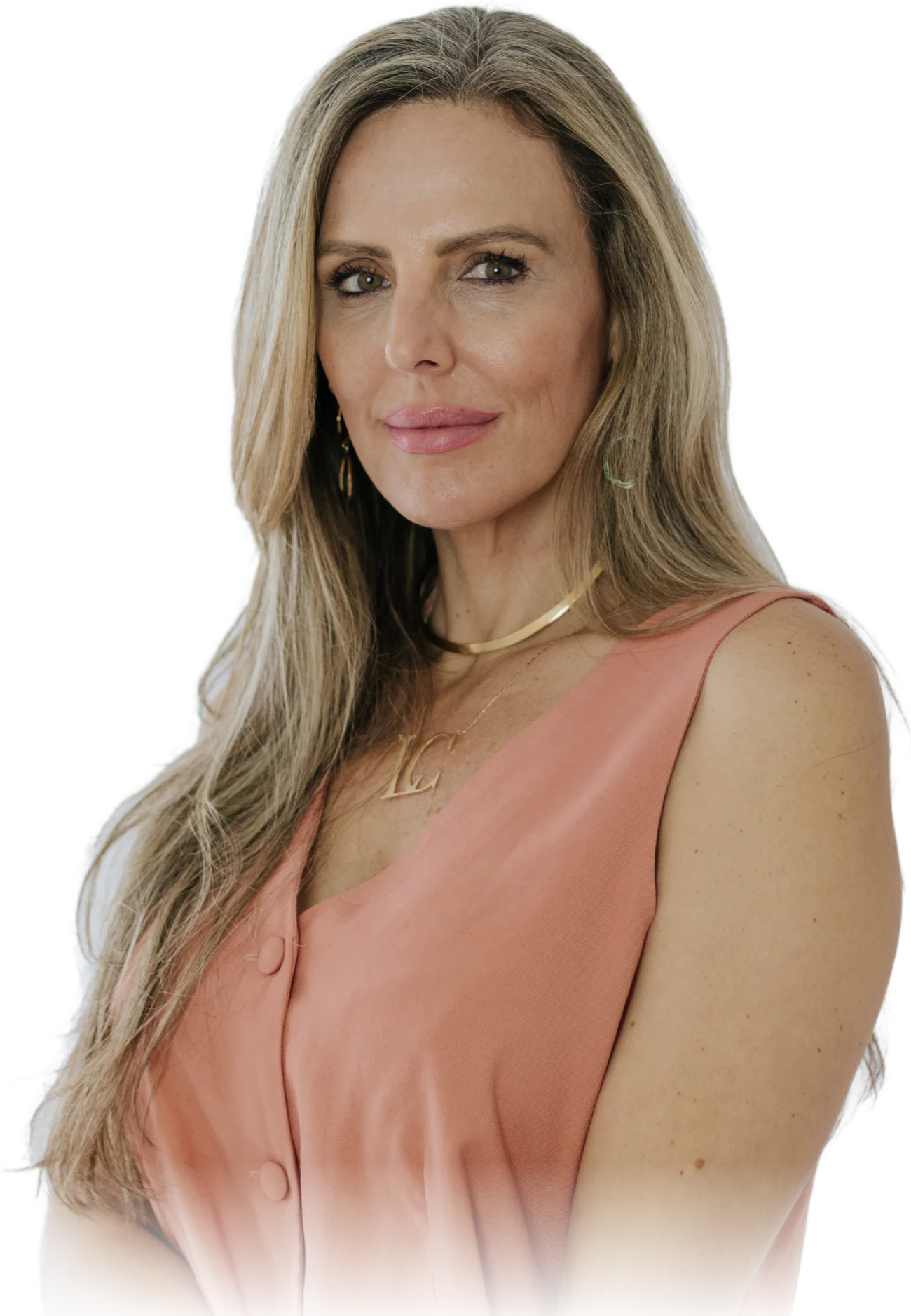 Lisiane Cattani, psicóloga, de blusa rosa